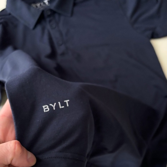BYLT Basics Men’s Drop-Cut Lux Polo Shirt Size Small Navy Slim Fit - Picture 5 of 9